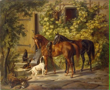 Tier Werke - Adam Albrecht Pferde auf der Veranda